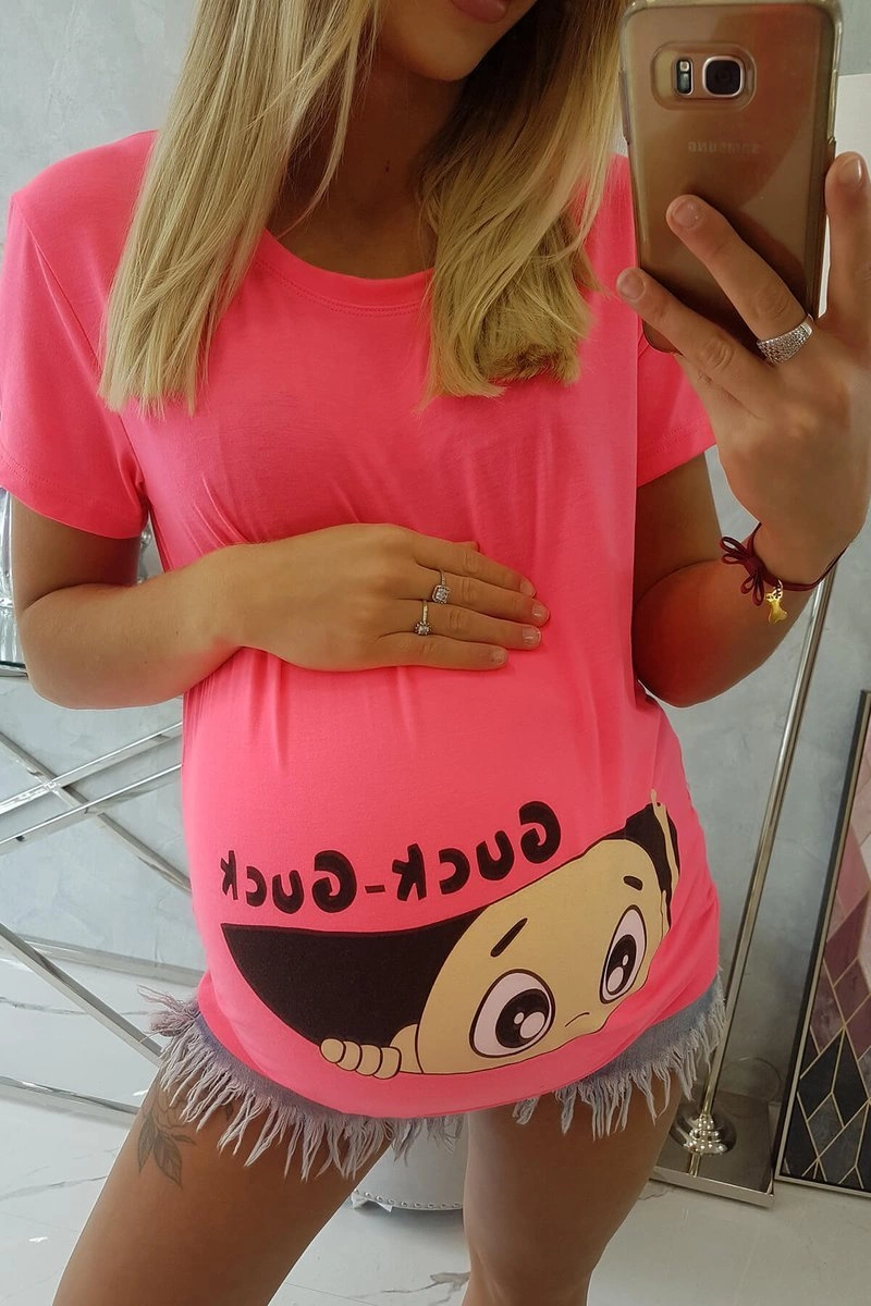 Bluzka ciążowa Guck różowy neon 4 Bluzka ciążowa Guck różowy neon - obrazek 4