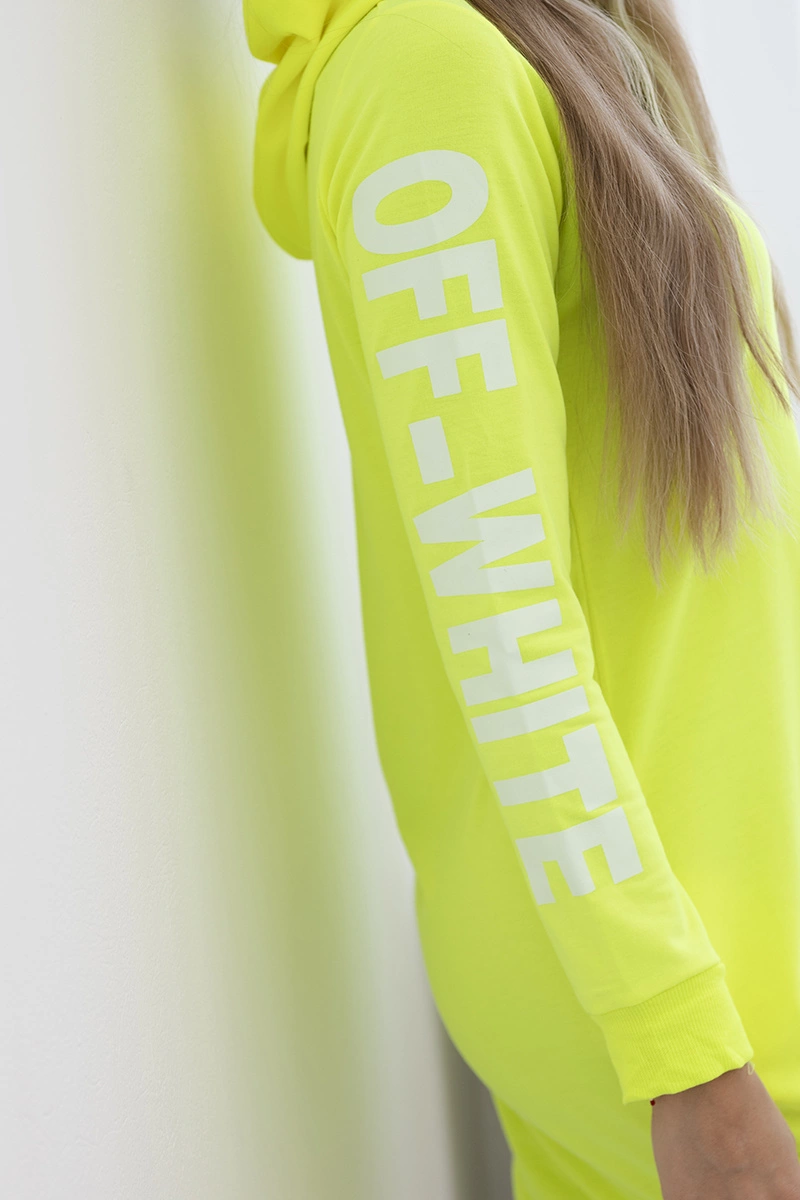 Sukienka Off White żółty neon 4 Sukienka Off White żółty neon - obrazek 4
