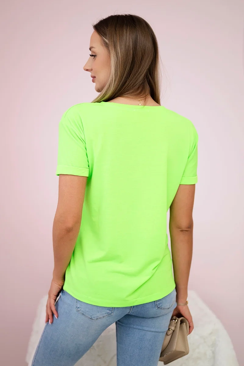Bluzka z grafiką kobiety zielony neon 3 Bluzka z grafiką kobiety zielony neon - obrazek 3