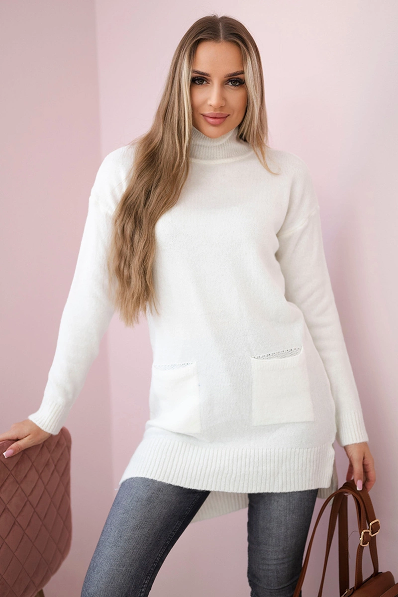 Sweter ze stójką ecru 4 Sweter ze stójką ecru - obrazek 4