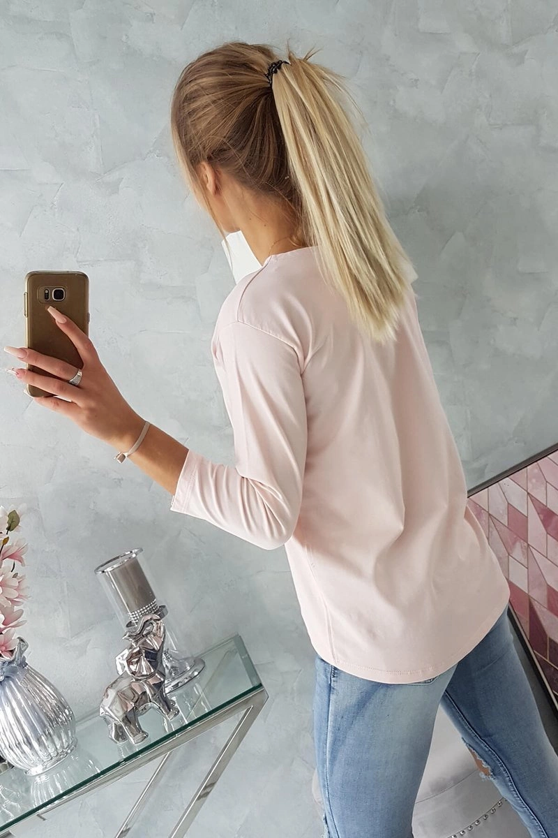 Bluzka z nadrukiem Original pudrowy róż 5 Bluzka z nadrukiem Original pudrowy róż - obrazek 5