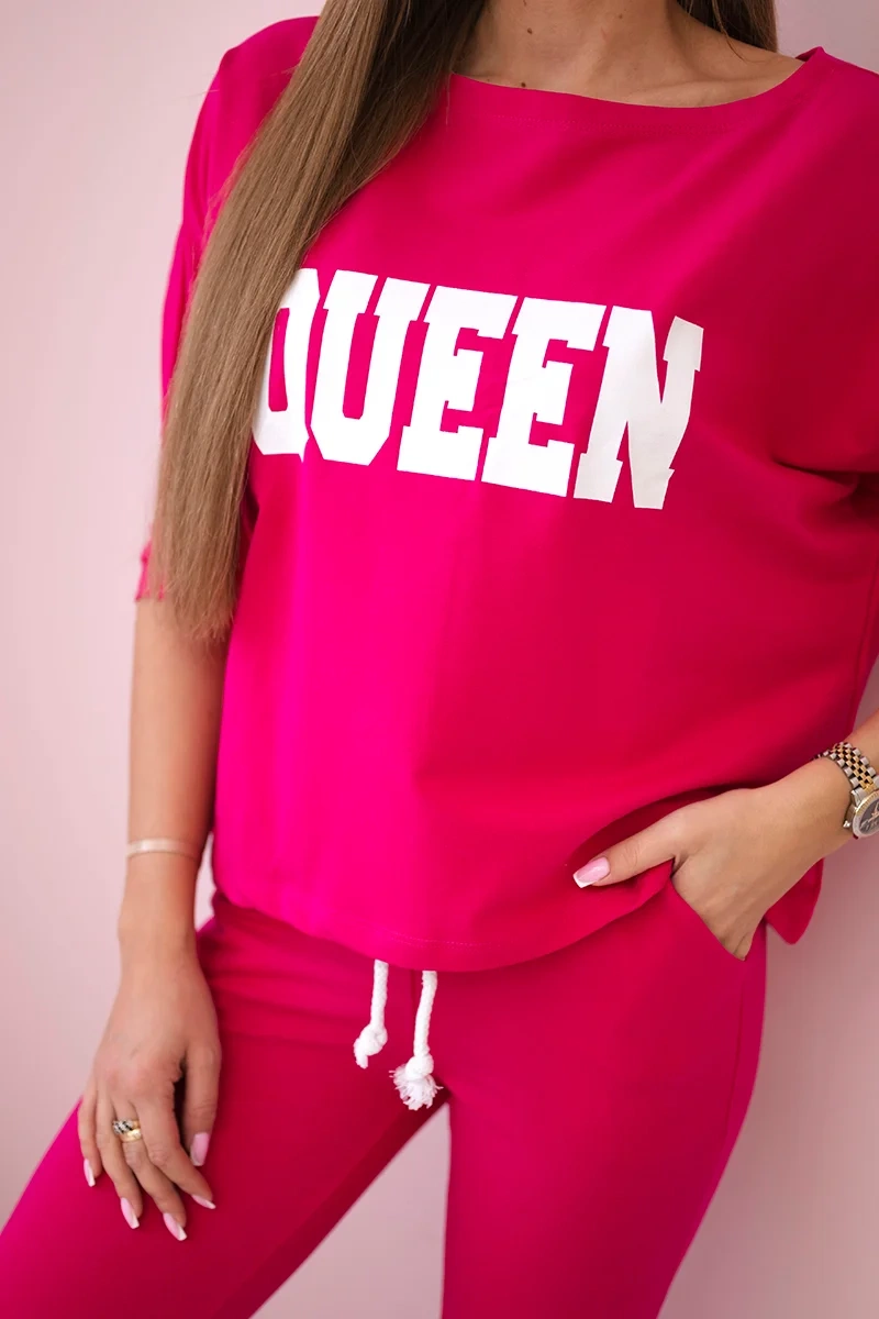 Komplet z nadrukiem Queen fuksja 3 Komplet z nadrukiem Queen fuksja - obrazek 3
