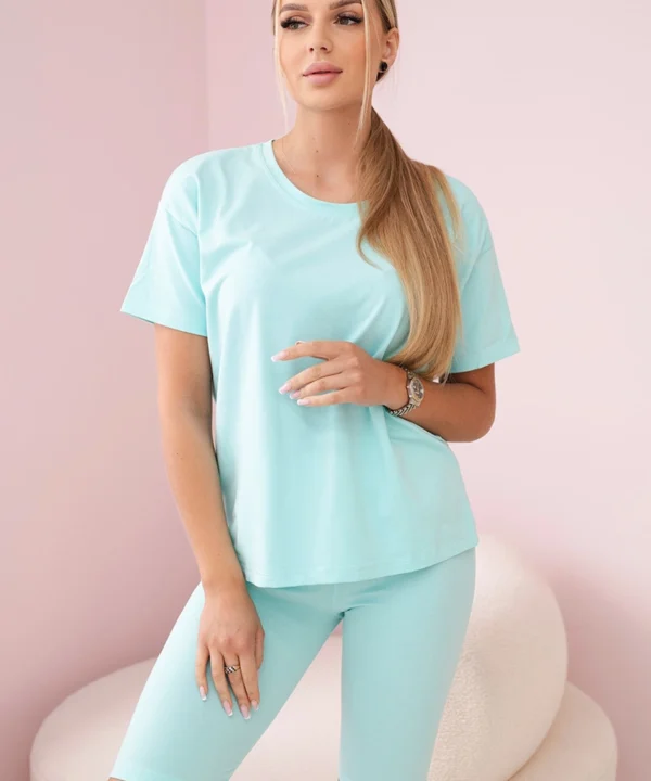 Komplet top+legginsy miętowy