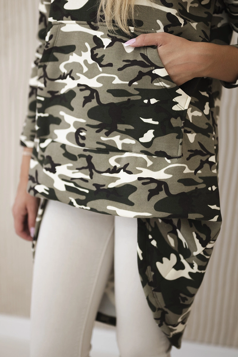 Bluza z długim tyłem moro khaki+ecru 4 Bluza z długim tyłem moro khaki+ecru - obrazek 4