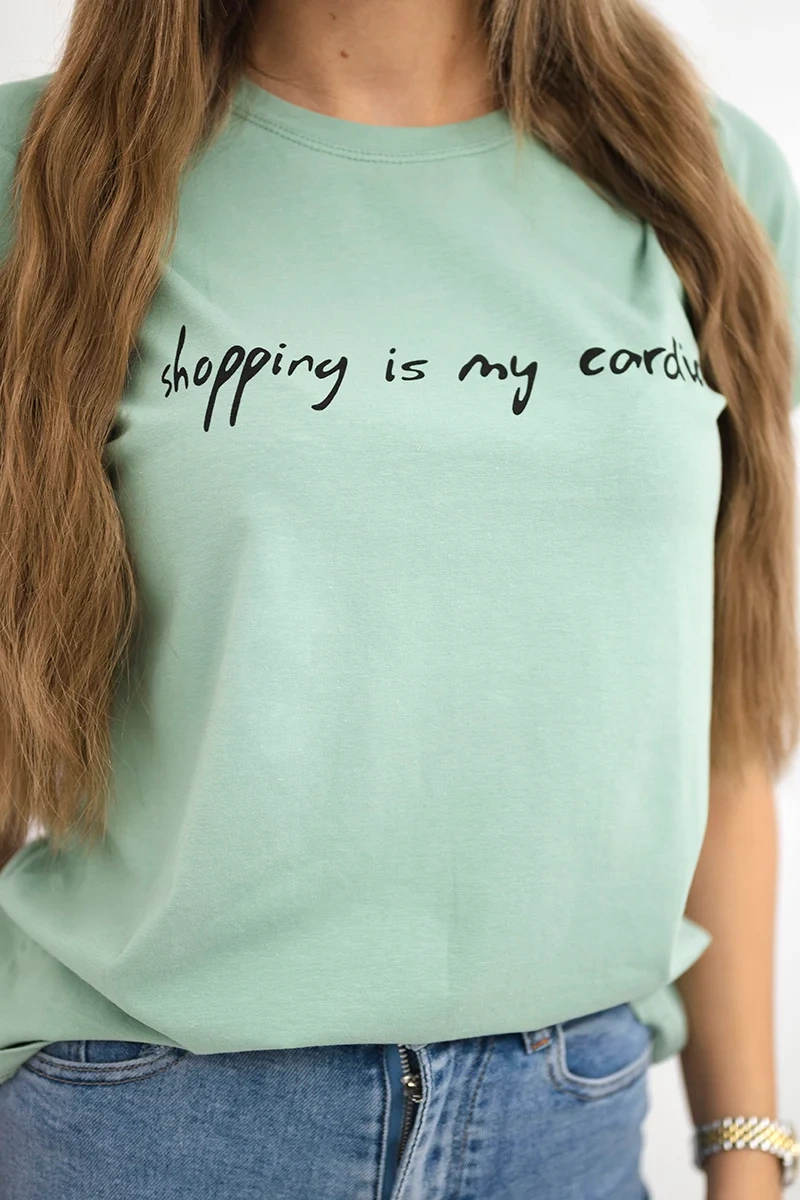 Bluzka Shopping is my cardio ciemno miętowa 4 Bluzka Shopping is my cardio ciemno miętowa - obrazek 4