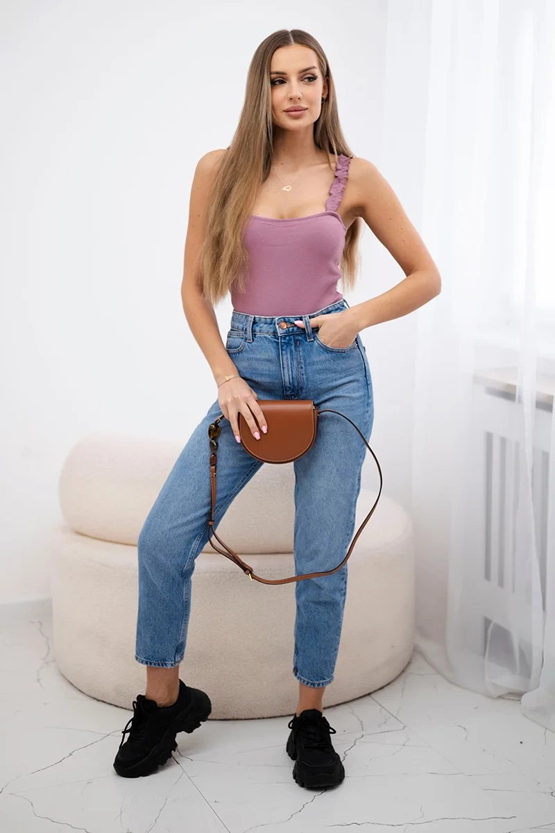 Bluzka body na ramiączkach ciemno różowa 3 Bluzka body na ramiączkach ciemno różowa - obrazek 3