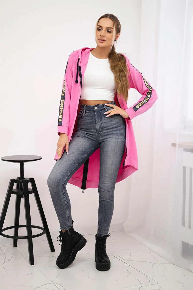Bluza z suwakiem z tyłu jasno różowa 2 Bluza z suwakiem z tyłu jasno różowa - obrazek 2