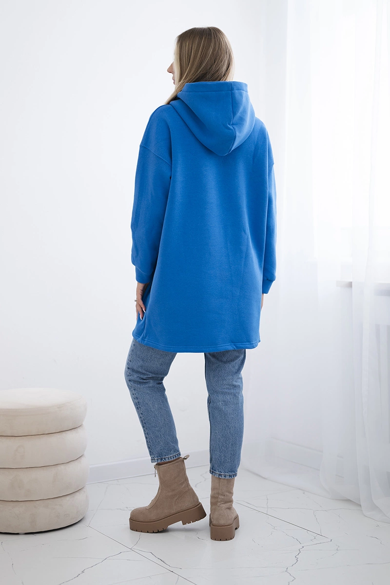 Bluza ocieplana z kapturem chabrowa 4 Bluza ocieplana z kapturem chabrowa - obrazek 4