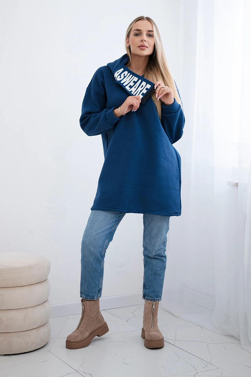 Bluza ocieplana z kapturem jeansowy 2 Bluza ocieplana z kapturem jeansowy - obrazek 2