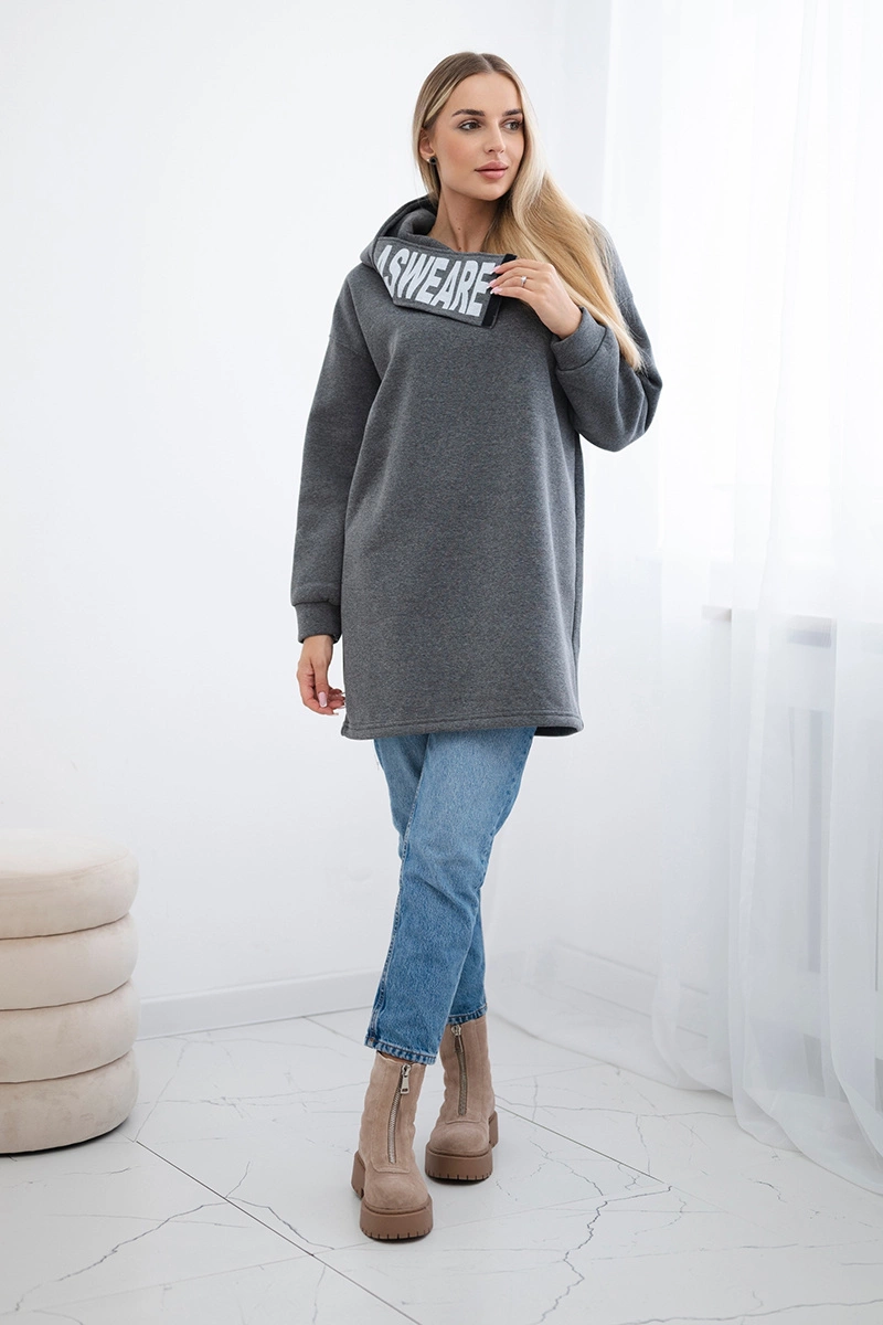 Bluza ocieplana z kapturem grafitowa 2 Bluza ocieplana z kapturem grafitowa - obrazek 2