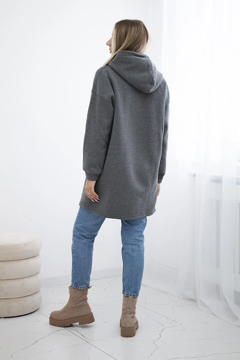 Bluza ocieplana z kapturem grafitowa 3 Bluza ocieplana z kapturem grafitowa - obrazek 3