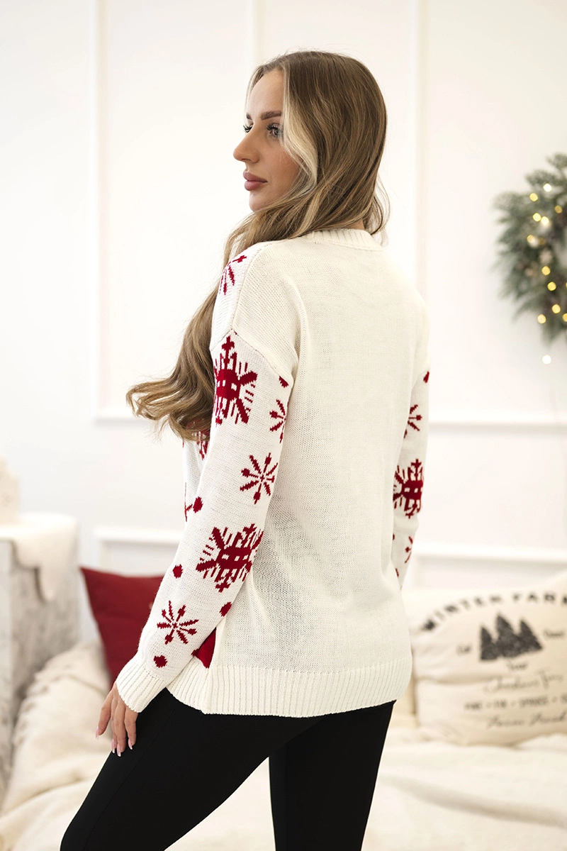 Sweter świąteczny z bałwanem ecru 3 Sweter świąteczny z bałwanem ecru - obrazek 3