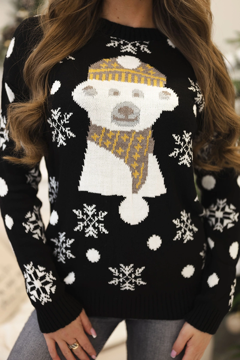 Sweter świąteczny z misiem czarny 4 Sweter świąteczny z misiem czarny - obrazek 4