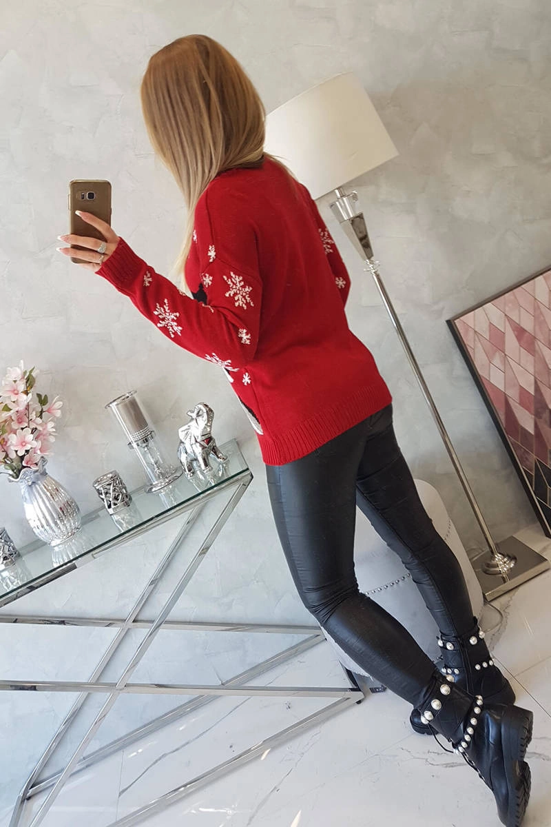 Sweter świąteczny z reniferem czerwony 6 Sweter świąteczny z reniferem czerwony - obrazek 6