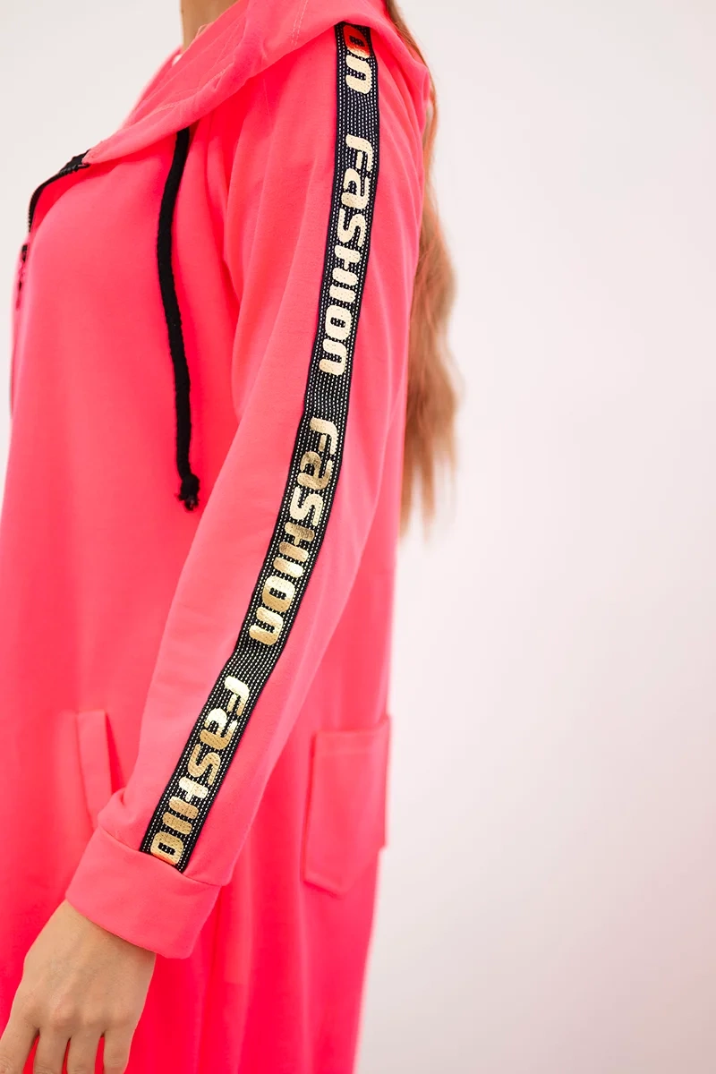 Bluza z suwakiem z tyłu różowy neon 3 Bluza z suwakiem z tyłu różowy neon - obrazek 3