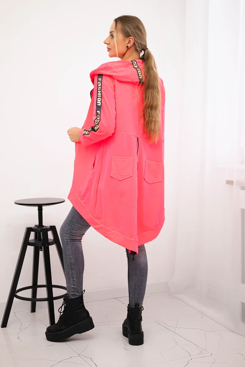 Bluza z suwakiem z tyłu różowy neon 4 Bluza z suwakiem z tyłu różowy neon - obrazek 4