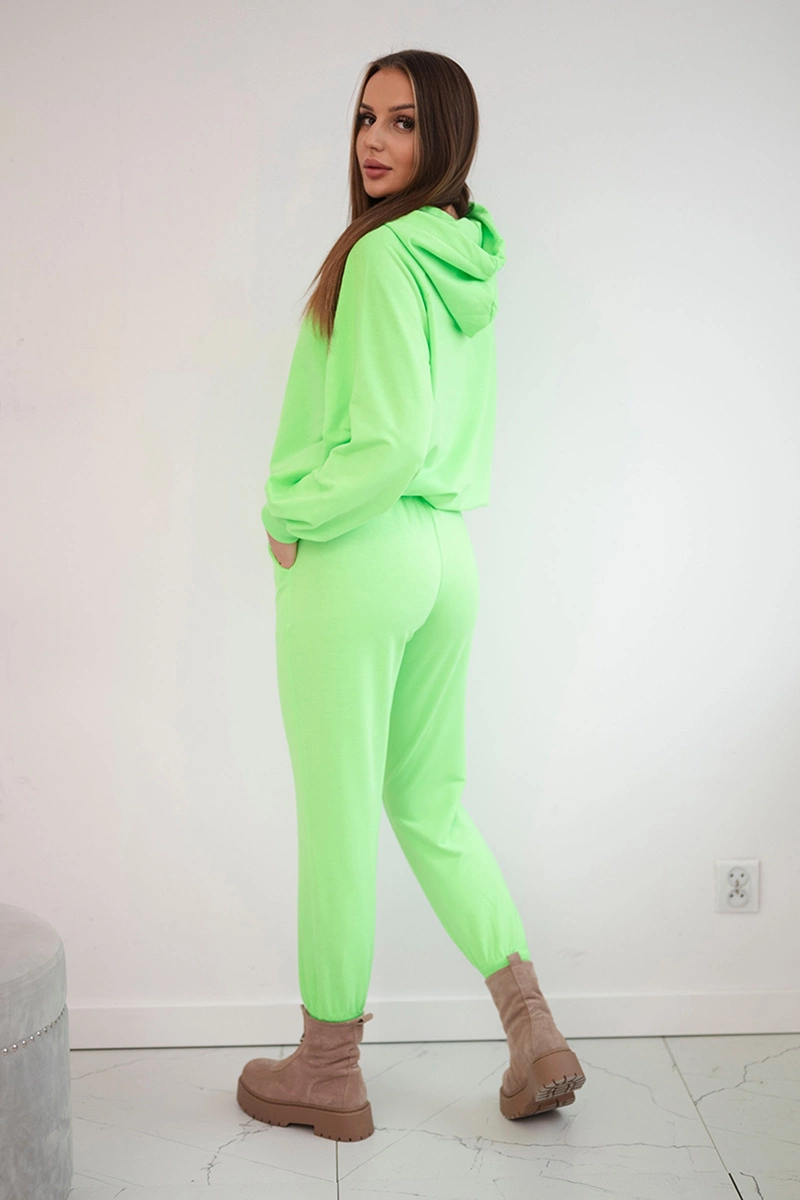 Komplet dresowy z kapturem zielony neon 3 Komplet dresowy z kapturem zielony neon - obrazek 3