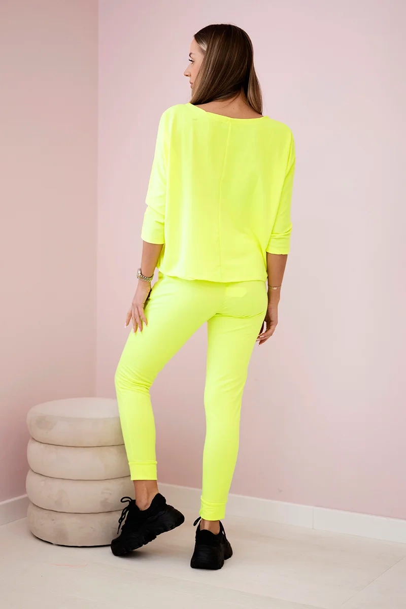 Komplet z nadrukiem Queen żółty neon 3 Komplet z nadrukiem Queen żółty neon - obrazek 3