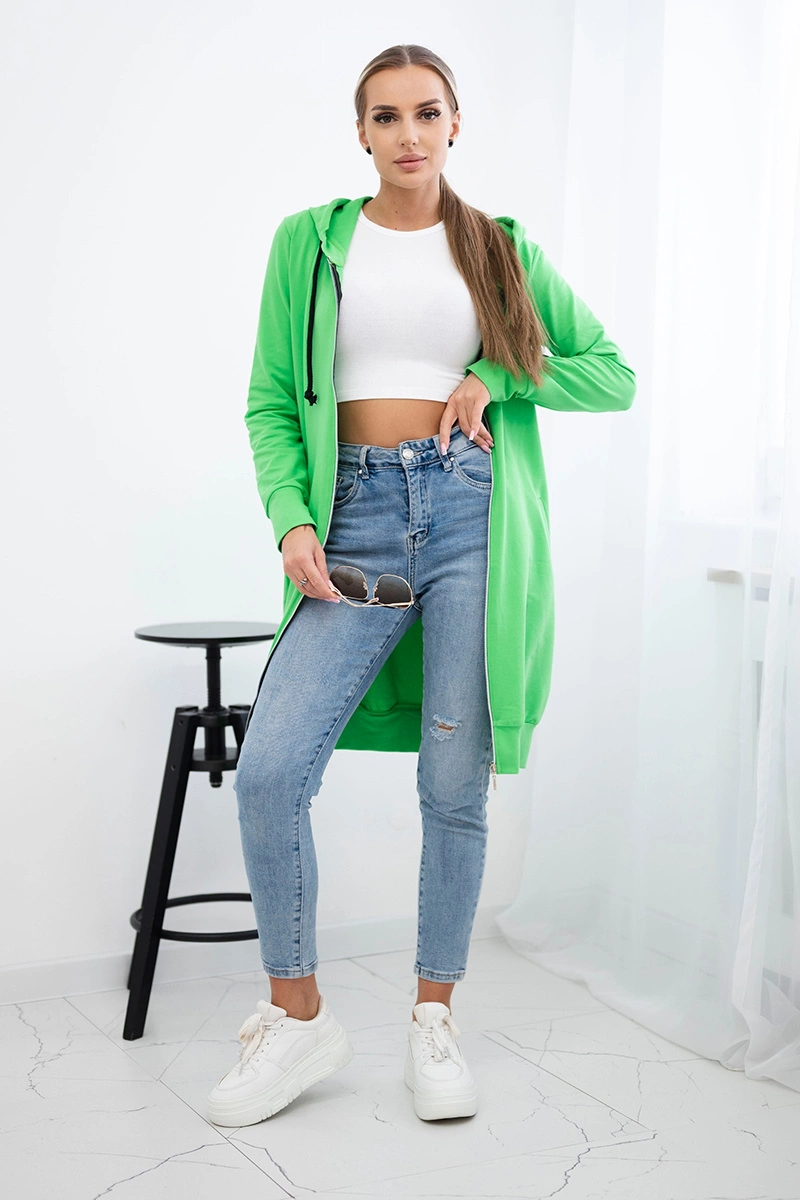 Bluza sukienkowa z kapturem jasna zielona 2 Bluza sukienkowa z kapturem jasna zielona - obrazek 2