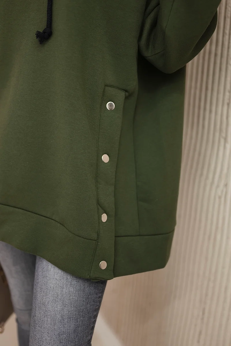 Bluza ocieplana z napami khaki 3 Bluza ocieplana z napami khaki - obrazek 3