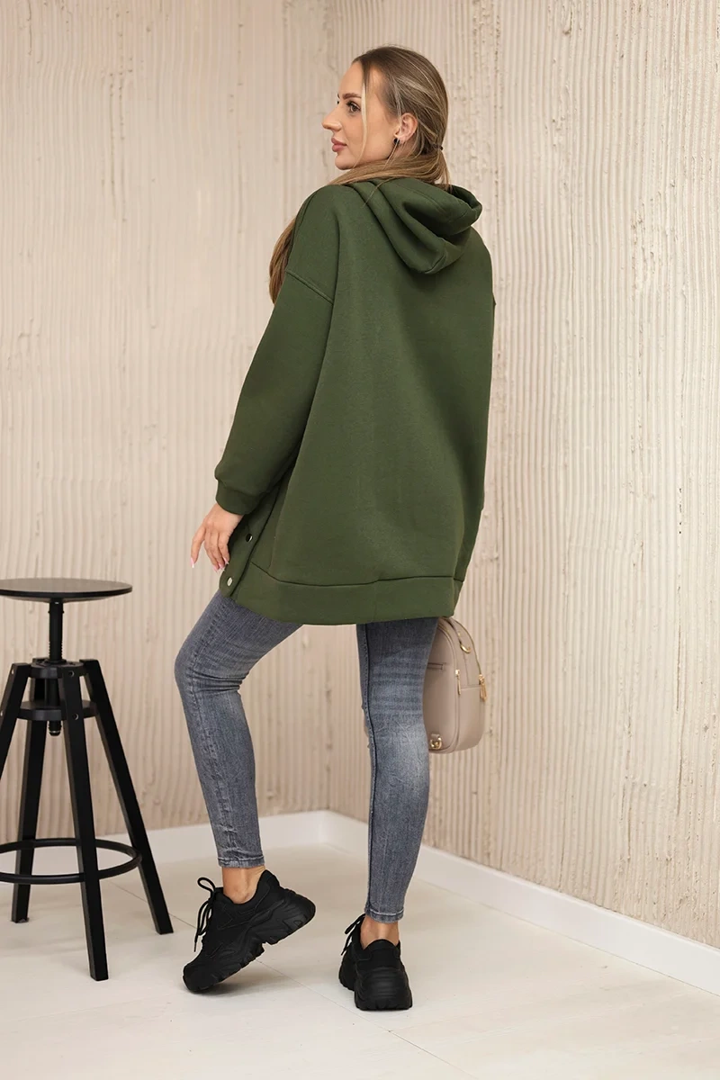 Bluza ocieplana z napami khaki 4 Bluza ocieplana z napami khaki - obrazek 4