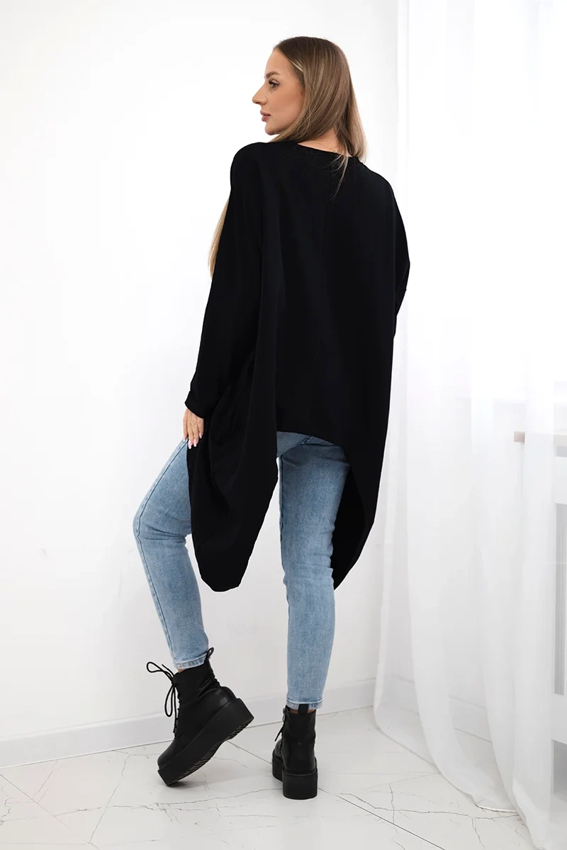 Bluzka z nadrukiem oversize czarna 3 Bluzka z nadrukiem oversize czarna - obrazek 3