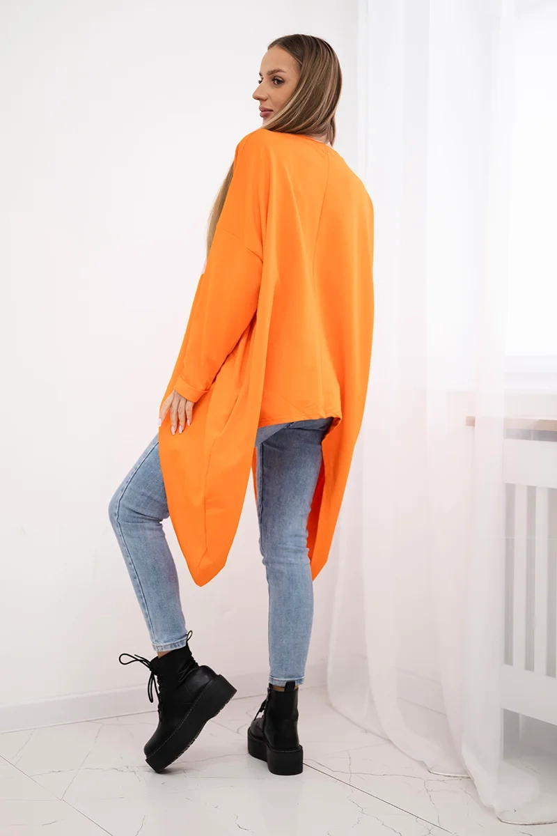 Bluzka z nadrukiem oversize pomarańczowa 3 Bluzka z nadrukiem oversize pomarańczowa - obrazek 3