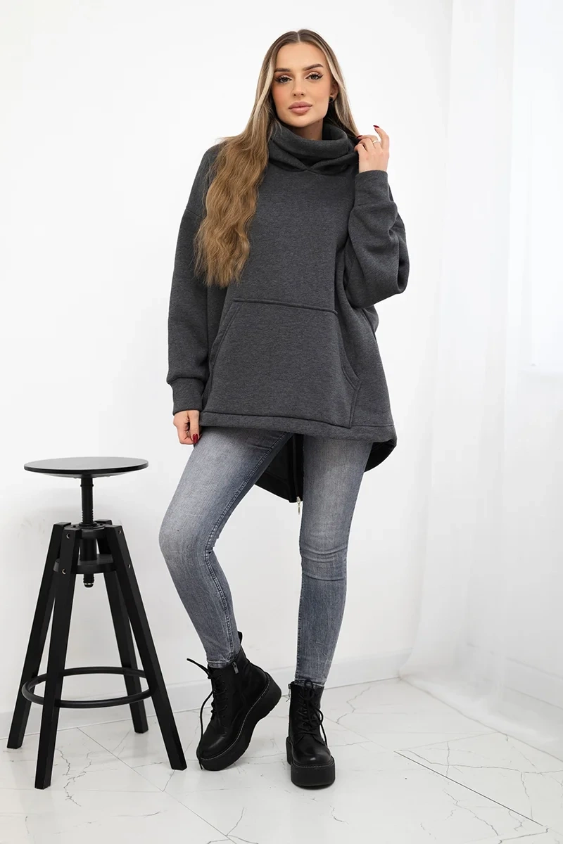 Bluza ocieplana z suwakiem z tyłu grafitowa 2 Bluza ocieplana z suwakiem z tyłu grafitowa - obrazek 2
