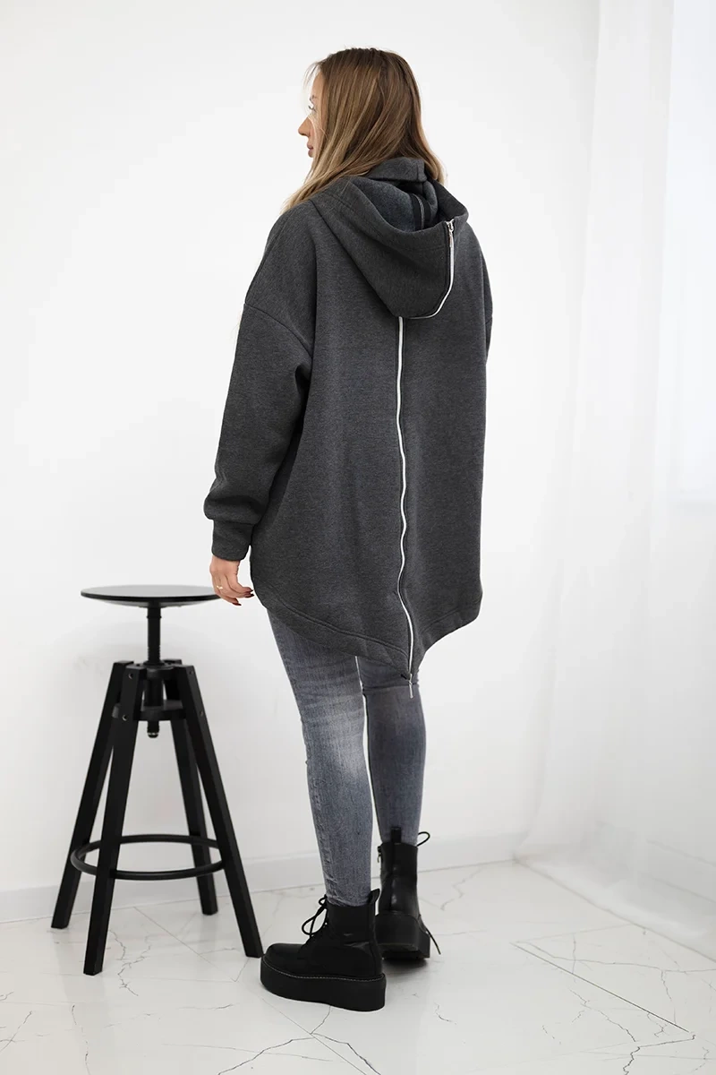 Bluza ocieplana z suwakiem z tyłu grafitowa 3 Bluza ocieplana z suwakiem z tyłu grafitowa - obrazek 3