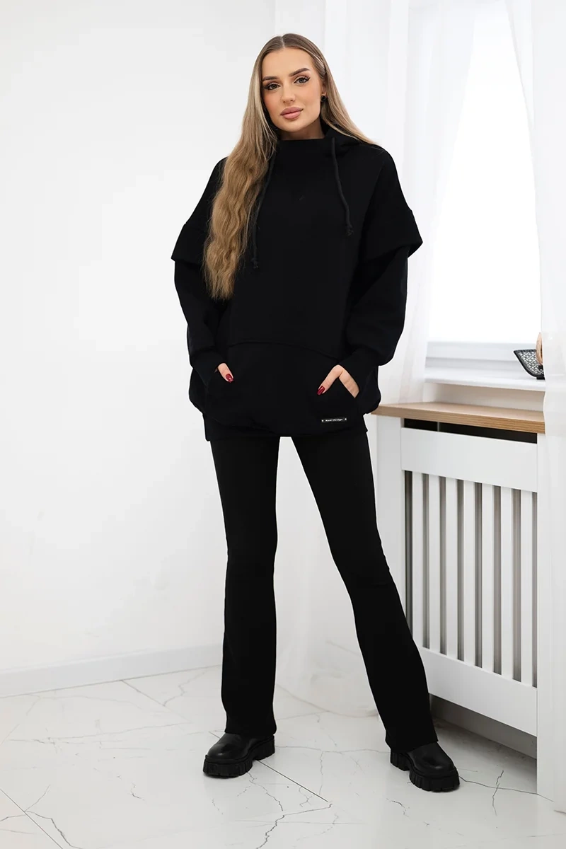 Bluza ocieplana z półgolfem czarna 2 Bluza ocieplana z półgolfem czarna - obrazek 2