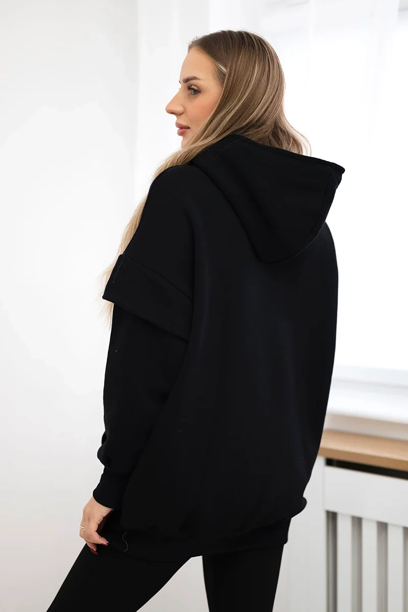Bluza ocieplana z półgolfem czarna 3 Bluza ocieplana z półgolfem czarna - obrazek 3