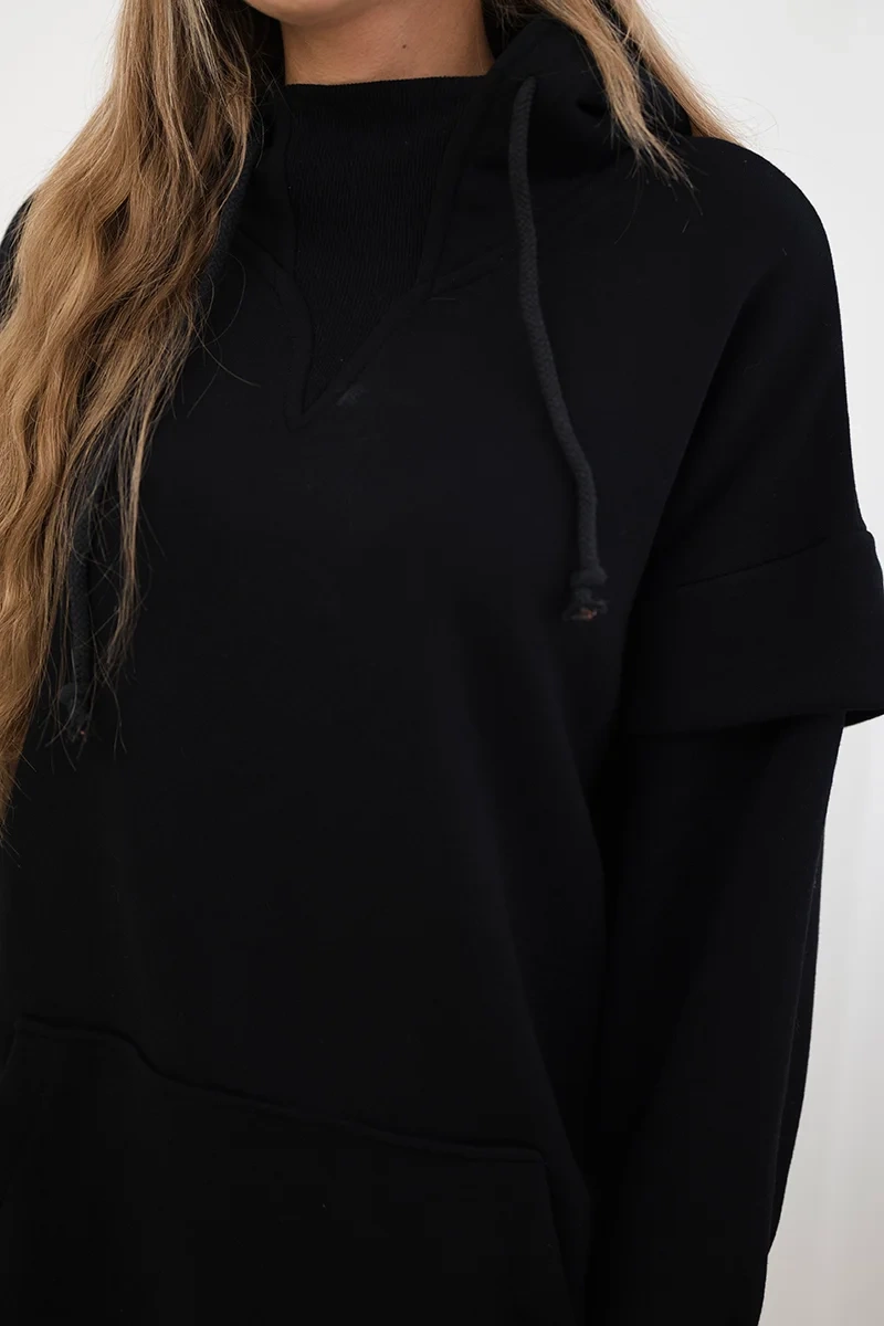 Bluza ocieplana z półgolfem czarna 4 Bluza ocieplana z półgolfem czarna - obrazek 4