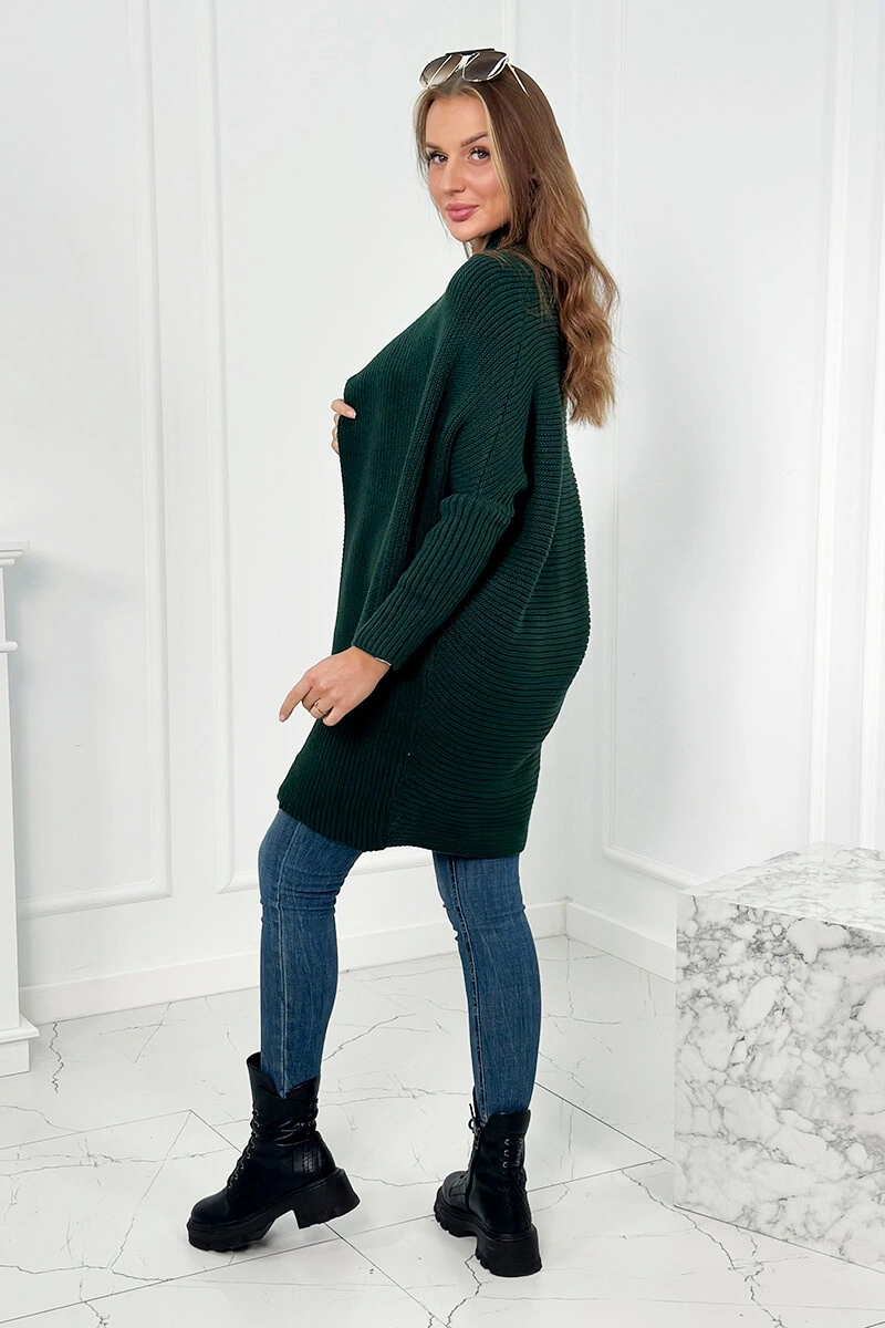 Sweter z rękawami typu nietoperz ciemny zielony 3 Sweter z rękawami typu nietoperz ciemny zielony - obrazek 3