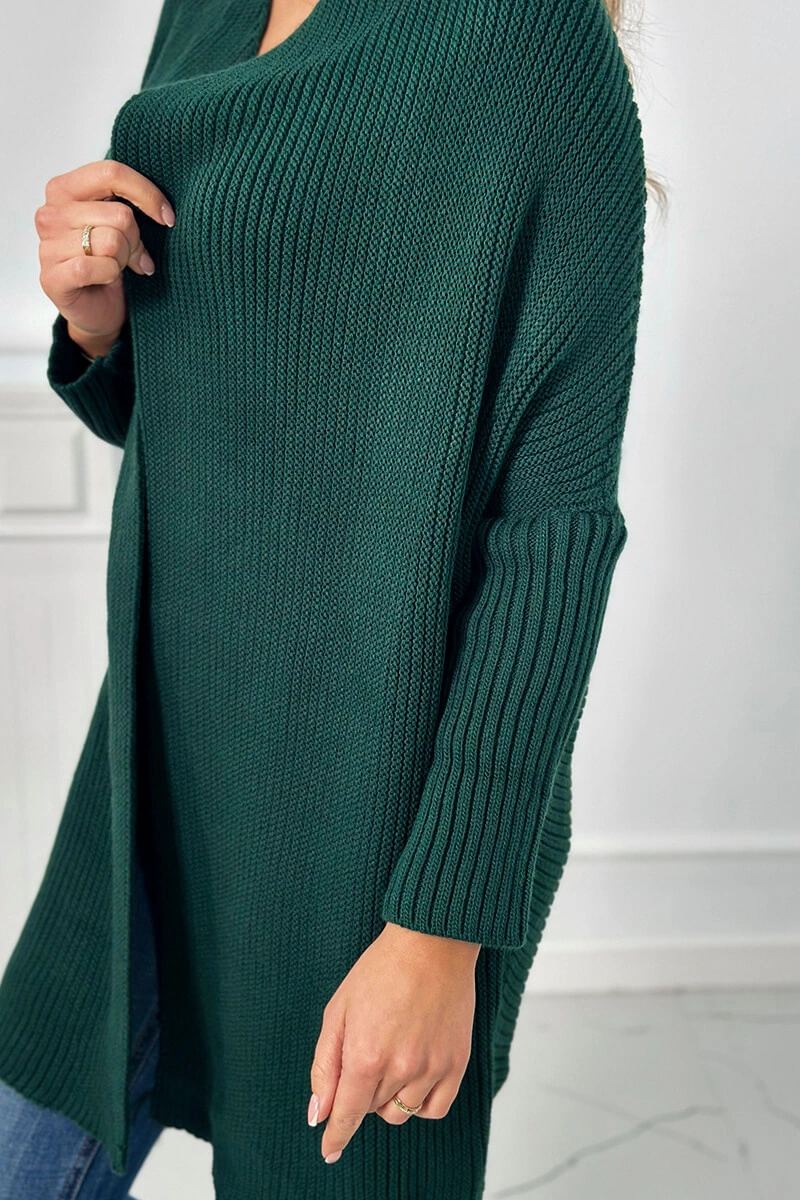Sweter z rękawami typu nietoperz ciemny zielony 4 Sweter z rękawami typu nietoperz ciemny zielony - obrazek 4