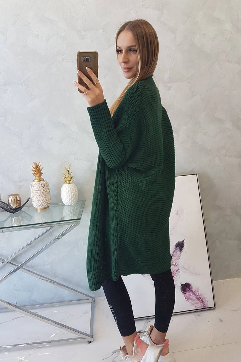Sweter z rękawami typu nietoperz ciemny zielony 7 Sweter z rękawami typu nietoperz ciemny zielony - obrazek 7