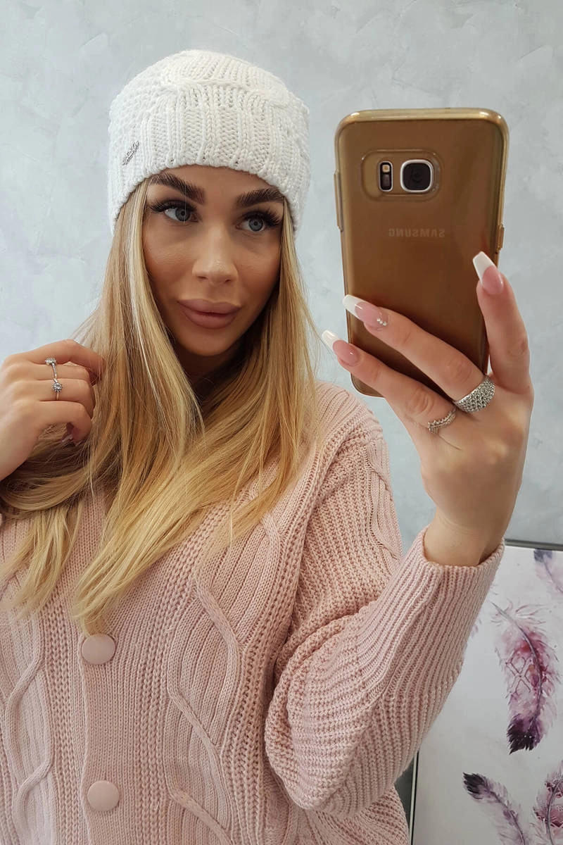 Czapka z polarem Karolina K243 biała 3 Czapka z polarem Karolina K243 biała - obrazek 3