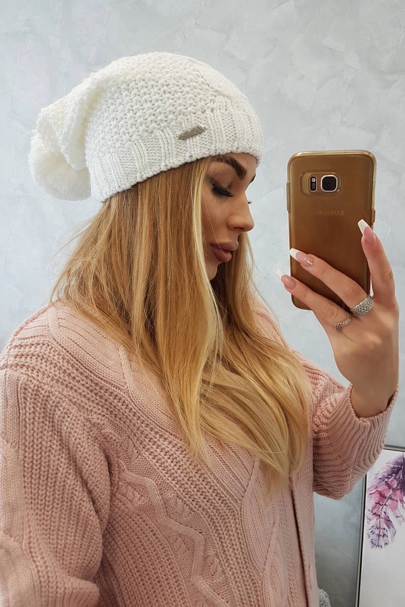 Czapka z polarem Karolina K243 biała 4 Czapka z polarem Karolina K243 biała - obrazek 4
