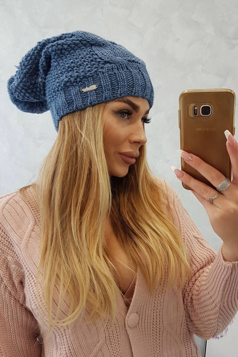 Czapka z polarem Karolina K243 jeansowa 4 Czapka z polarem Karolina K243 jeansowa - obrazek 4