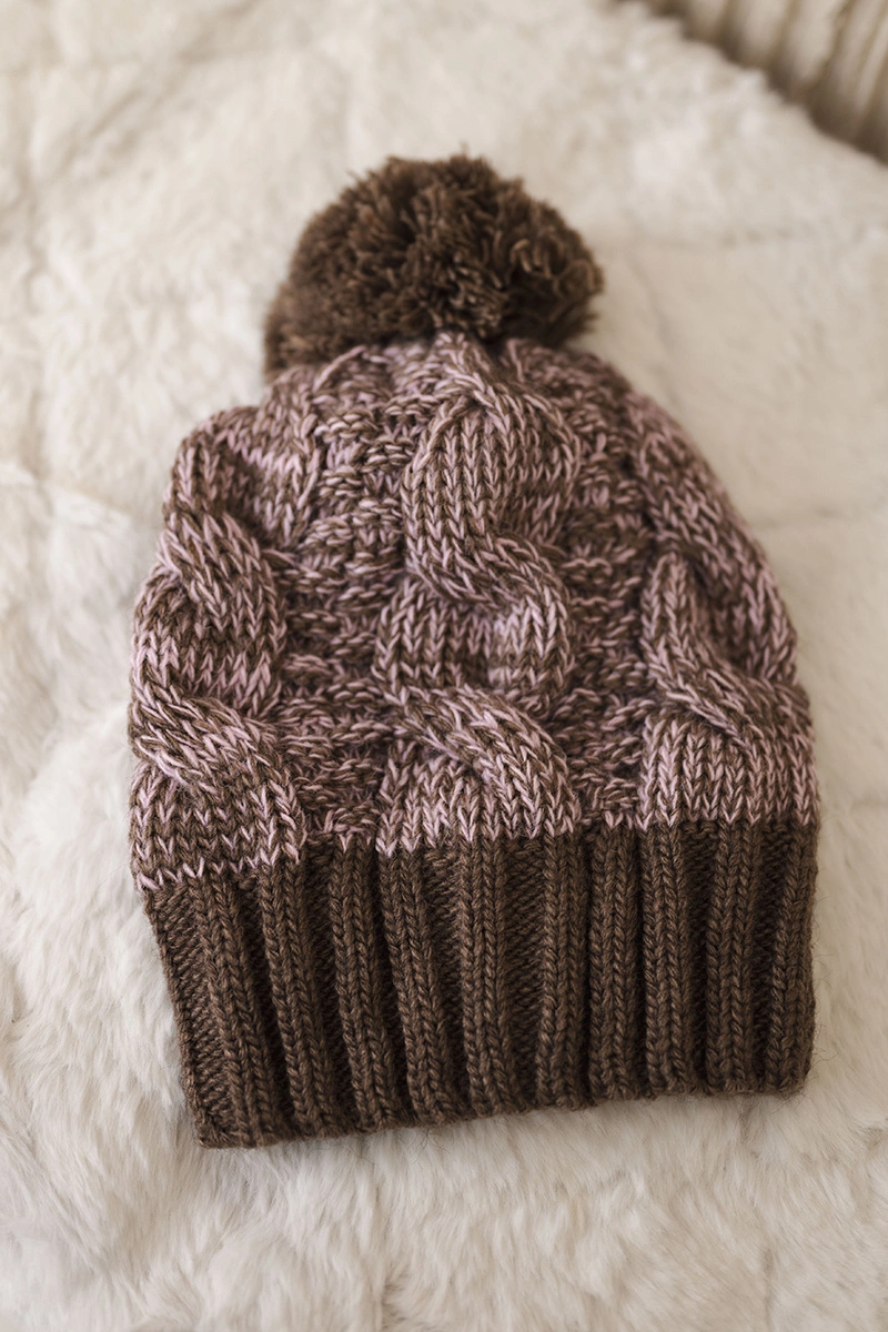 Czapka z polarem Paryż K213 brązowy+pudrowy róż 3 Czapka z polarem Paryż K213 brązowy+pudrowy róż - obrazek 3