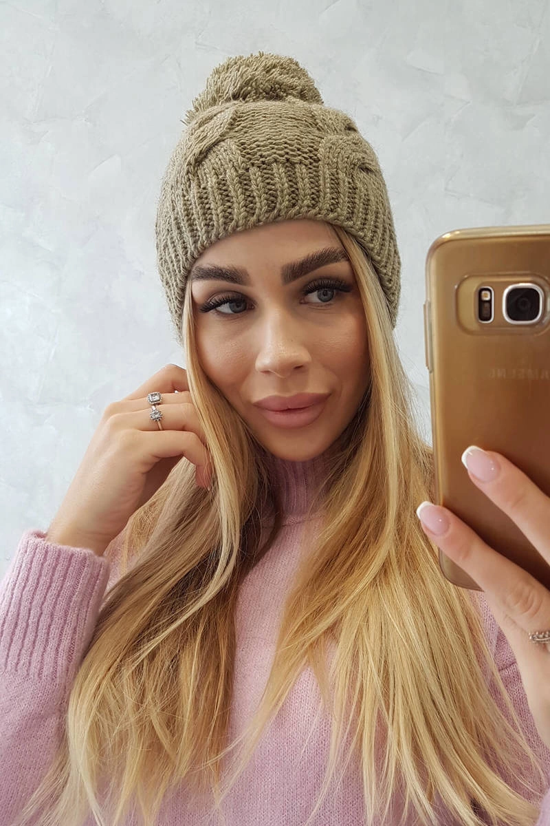 Czapka z polarem Stefania K278 jasny khaki 3 Czapka z polarem Stefania K278 jasny khaki - obrazek 3