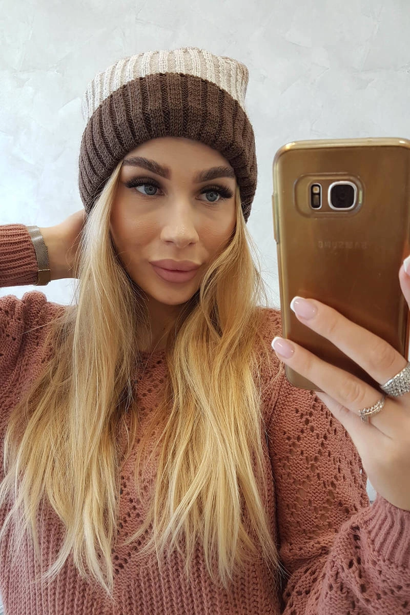 Czapka z polarem Bojana K265 cappuccino+jasny beżowy+ciemny beżowy 3 Czapka z polarem Bojana K265 cappuccino+jasny beżowy+ciemny beżowy - obrazek 3