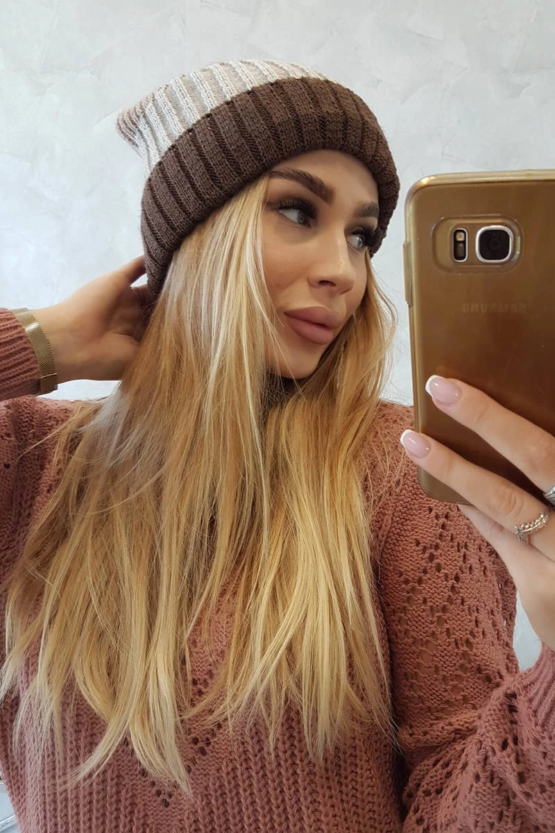 Czapka z polarem Bojana K265 cappuccino+jasny beżowy+ciemny beżowy 4 Czapka z polarem Bojana K265 cappuccino+jasny beżowy+ciemny beżowy - obrazek 4