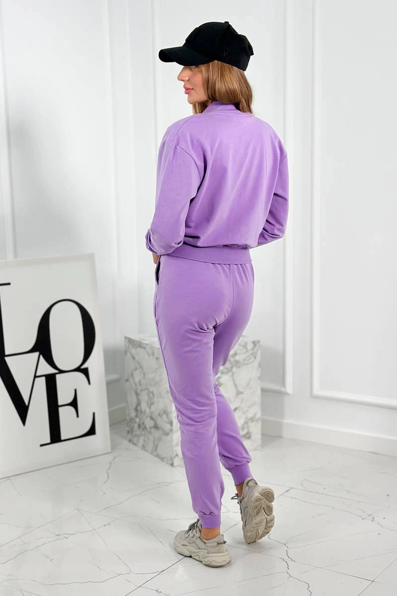 Komplet 3 w 1 bluza na napy + top + spodnie fioletowy 3 Komplet 3 w 1 bluza na napy + top + spodnie fioletowy - obrazek 3