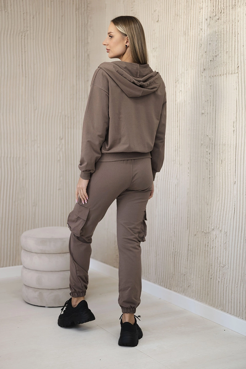 Komplet 3 w 1 bluza + top + spodnie mocca 3 Komplet 3 w 1 bluza + top + spodnie mocca - obrazek 3