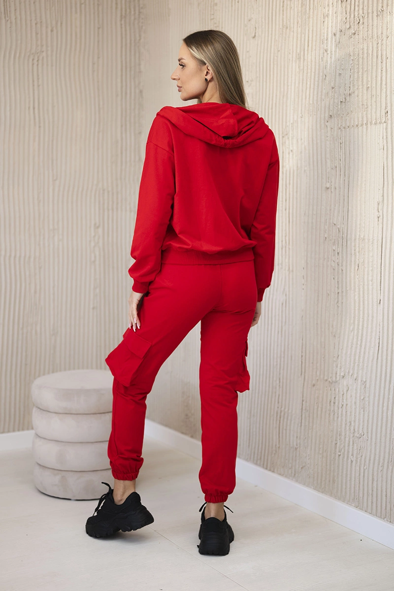 Komplet 3 w 1 bluza + top + spodnie czerwony 3 Komplet 3 w 1 bluza + top + spodnie czerwony - obrazek 3