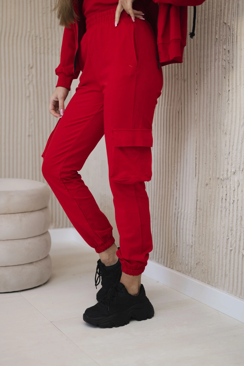 Komplet 3 w 1 bluza + top + spodnie czerwony 4 Komplet 3 w 1 bluza + top + spodnie czerwony - obrazek 4