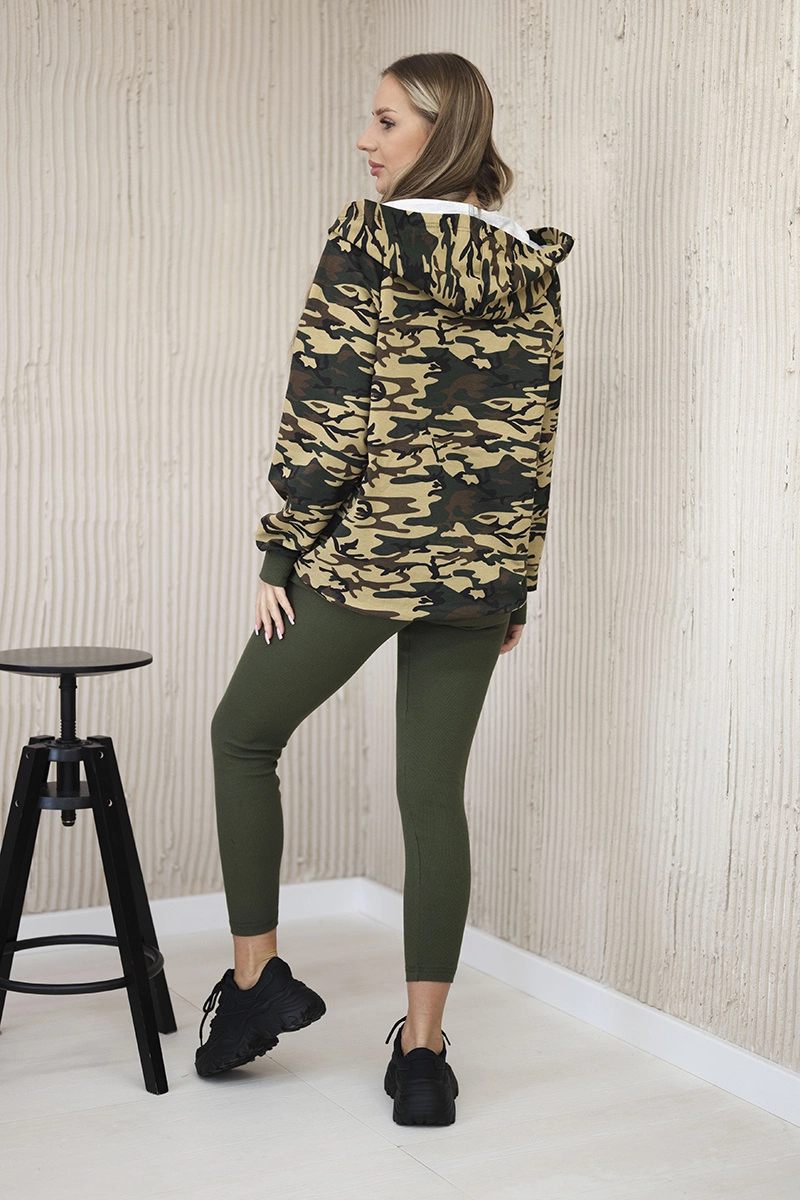Komplet 3-częściowy moro bluza, top i legginsy khaki + beżowy 4 Komplet 3-częściowy moro bluza, top i legginsy khaki + beżowy - obrazek 4