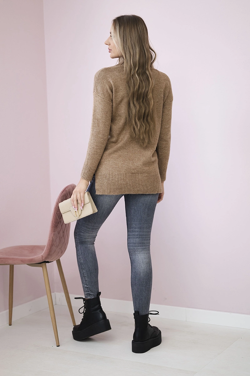 Sweter ze stójką camelowy 3 Sweter ze stójką camelowy - obrazek 3