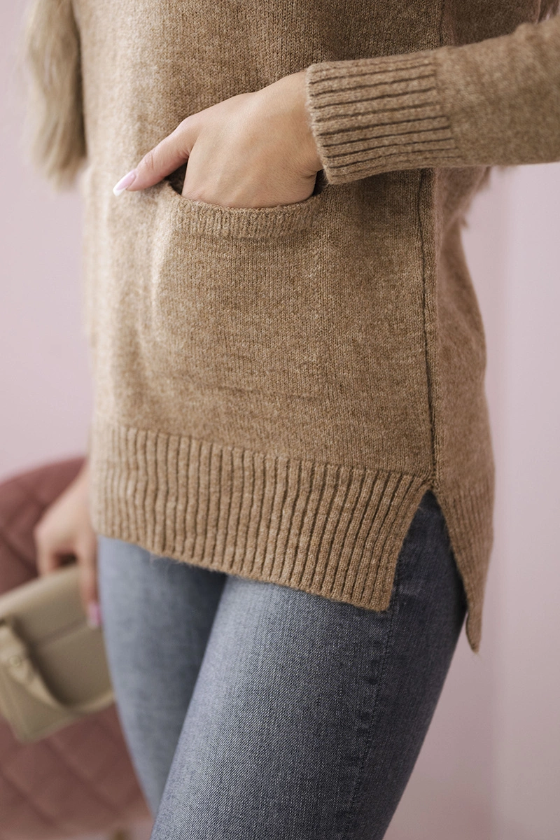 Sweter ze stójką camelowy 4 Sweter ze stójką camelowy - obrazek 4