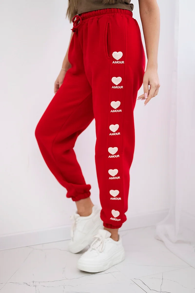 Spodnie bawełniane Amour czerowne 3 Spodnie bawełniane Amour czerowne - obrazek 3